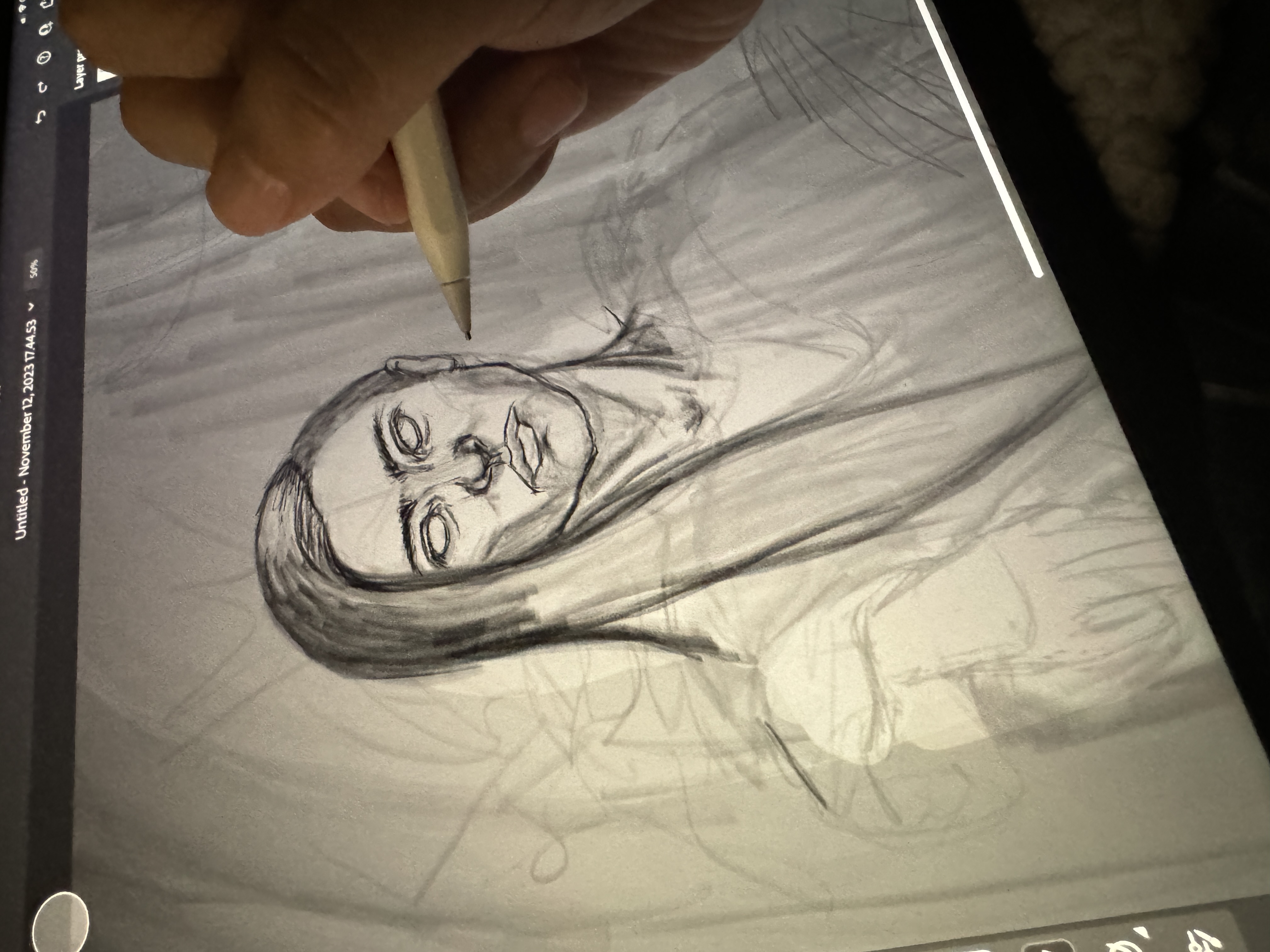 Pencil sketch of a woman