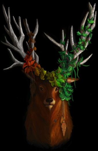 Digital painting of a stag