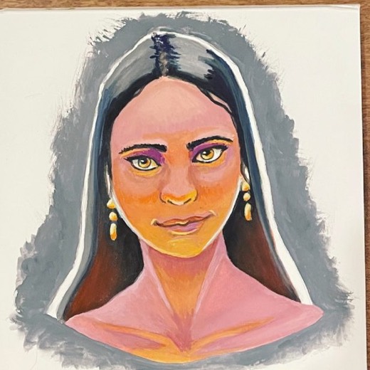 Gouache portrait on paper