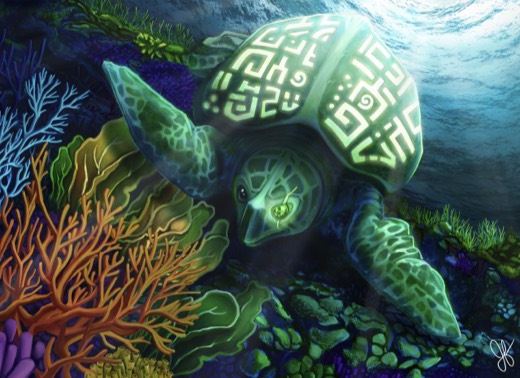 Digital painting of a sea turtle